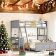preview thumbnail 2 of 12, Lovely Twin Over Full Bunk Bed with Desk,Gray