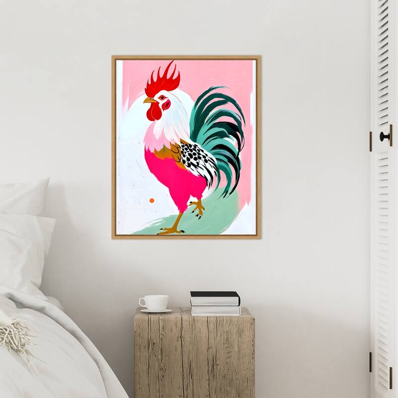 Rooster by Uma Gokhale Framed Canvas Wall Art