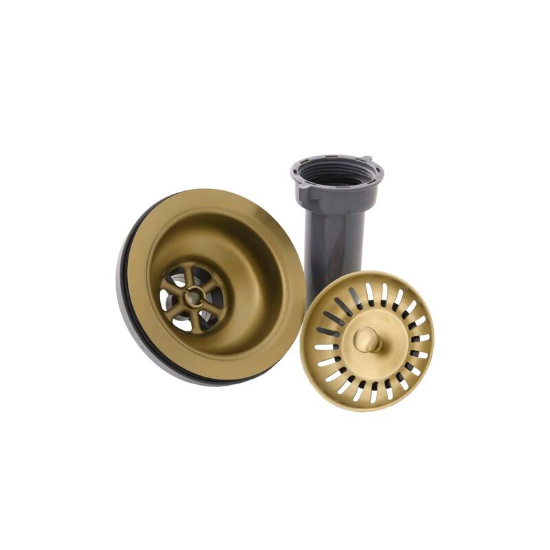 STYLISH 3.5 Inch Kitchen Sink Deep Strainer with Removable Basket in Brushed Gold - Drain Opening: Fits Standard 3.5"