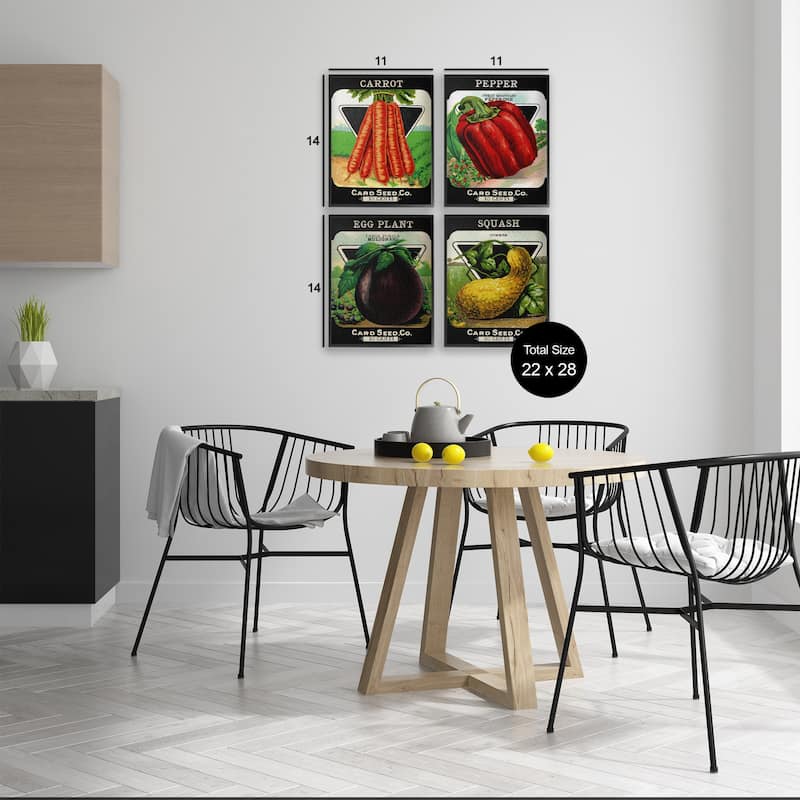 Stupell Vintage Farm Garden Vegetables Framed Giclee Art Design By Lil' Rue (Set of 4)