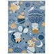 preview thumbnail 2 of 5, Kids Collection Stars, Planets, & Cheerful Animals Navy Rug