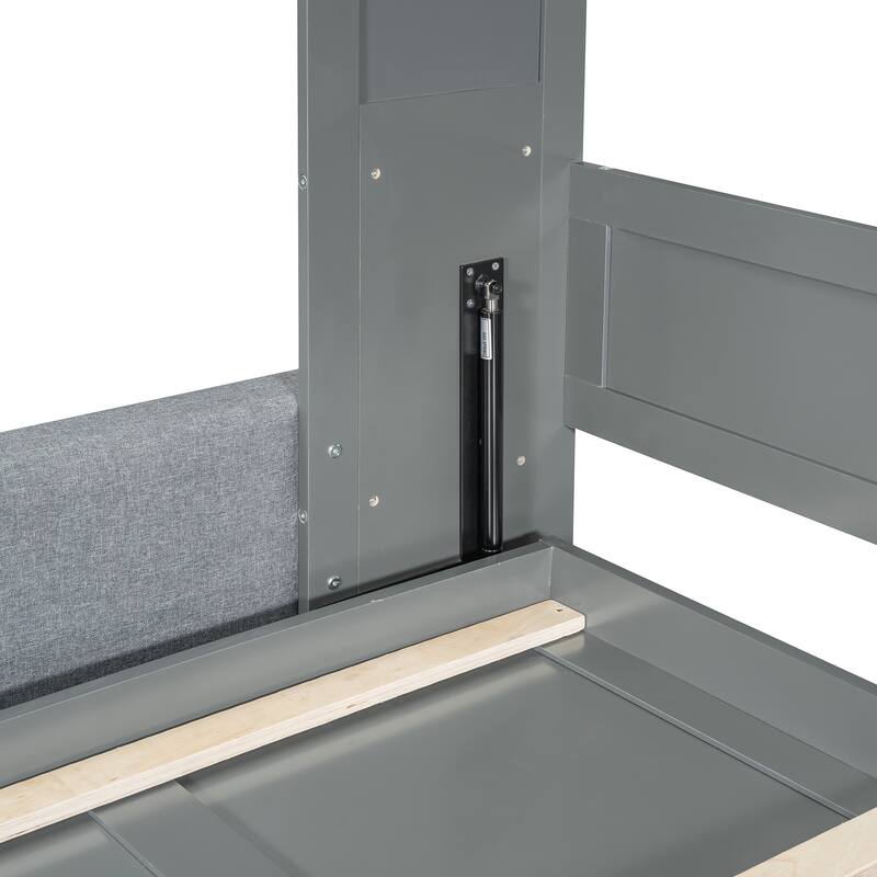 Queen Convertible Murphy Bed with Sofa, 2-in-1 Design, Storage & Dual-Piston Mechanism
