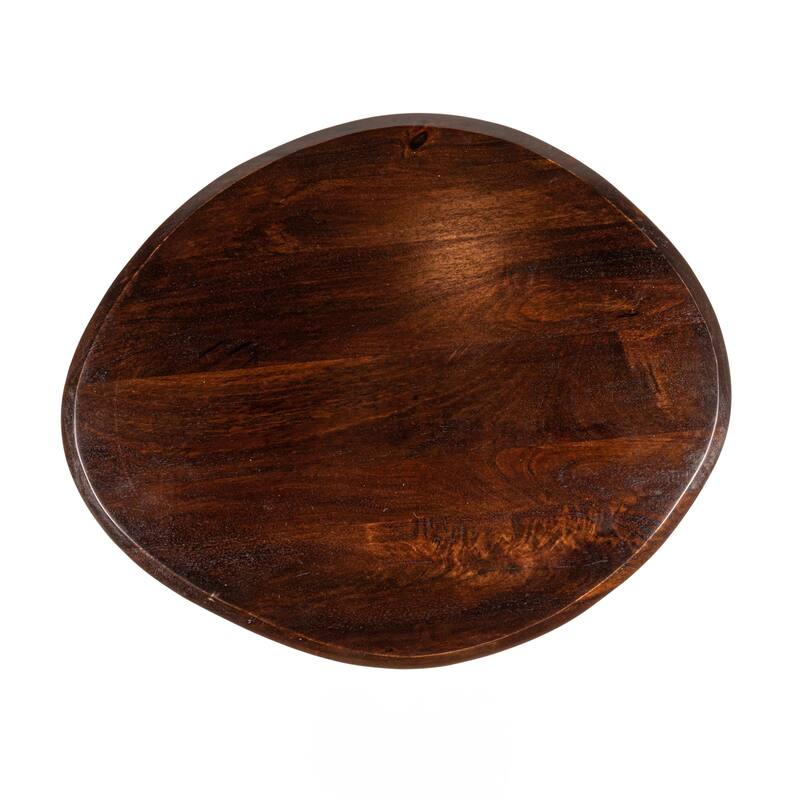 Declan Asymmetrical Mango Wood Accent Table with Conical Base