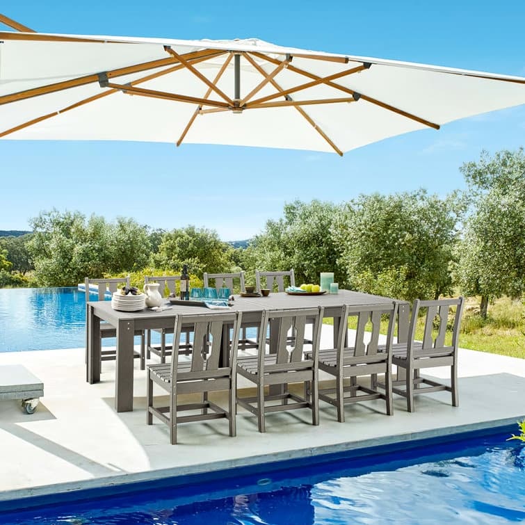 Outdoor HDPE Dining Table Set, Dining Table, Gray