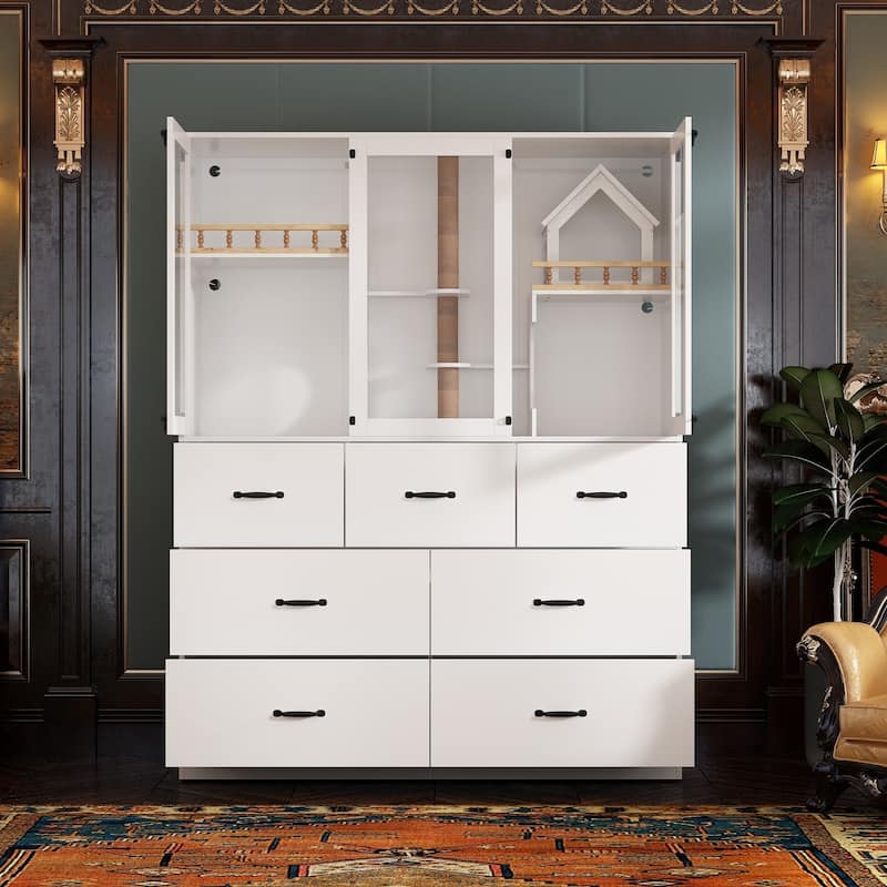 Luxury Cat Furniture Cabinet with Storage and Play Areas LED Light