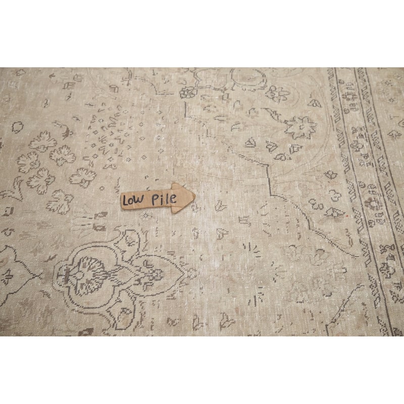 Hand Knotted Oriental 100% Wool Carpet Traditional Floral Beige & Ivories Tabriz Area Rug - 12' 4'' X 9' 10''