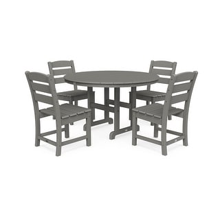 POLYWOOD Lakeside 5-Piece Round Farmhouse Side Chair Dining Set