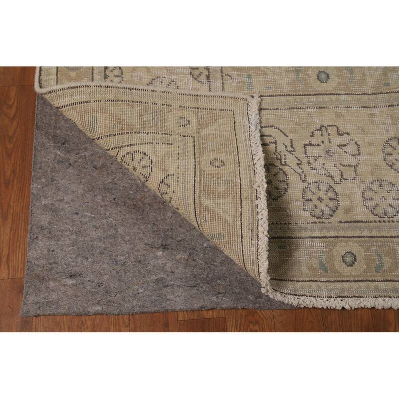 Tabriz Persian Vintage Area Rug Handmade Traditional Beige Wool Carpet - 9'6"x 12'10"
