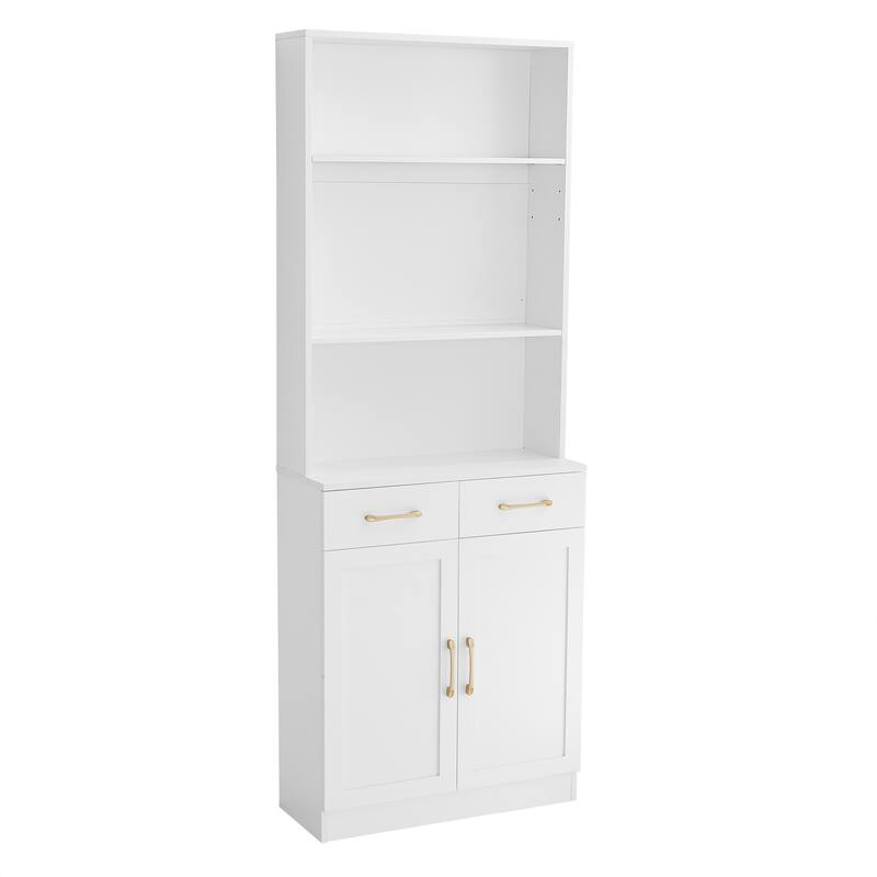 Freestanding Tall Storage Cabinet with Drawers, 3-layer Open Shelves and Adjustable Shelf for Bathroom Kitchen Office Livingroom