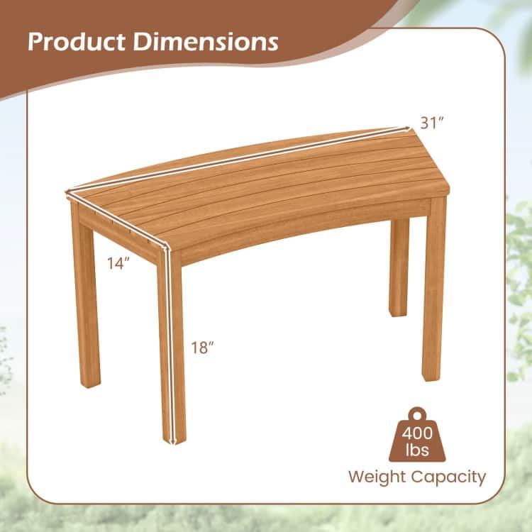 Outdoor Curved Acacia Wood Bench Set of 2/3/4 for Front Porch-3