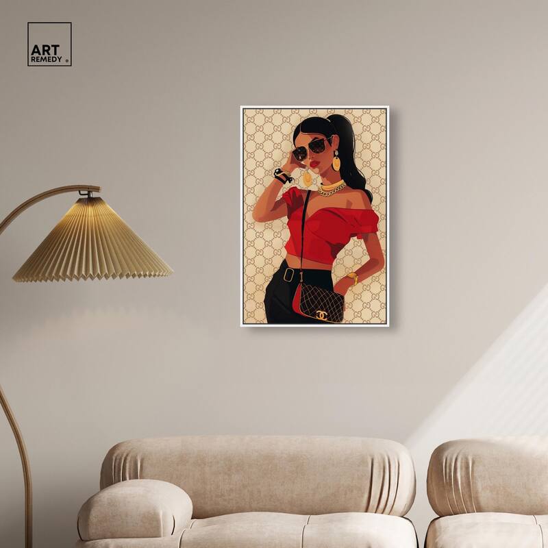 Her Stylish Red Look Canvas by Art Remedy