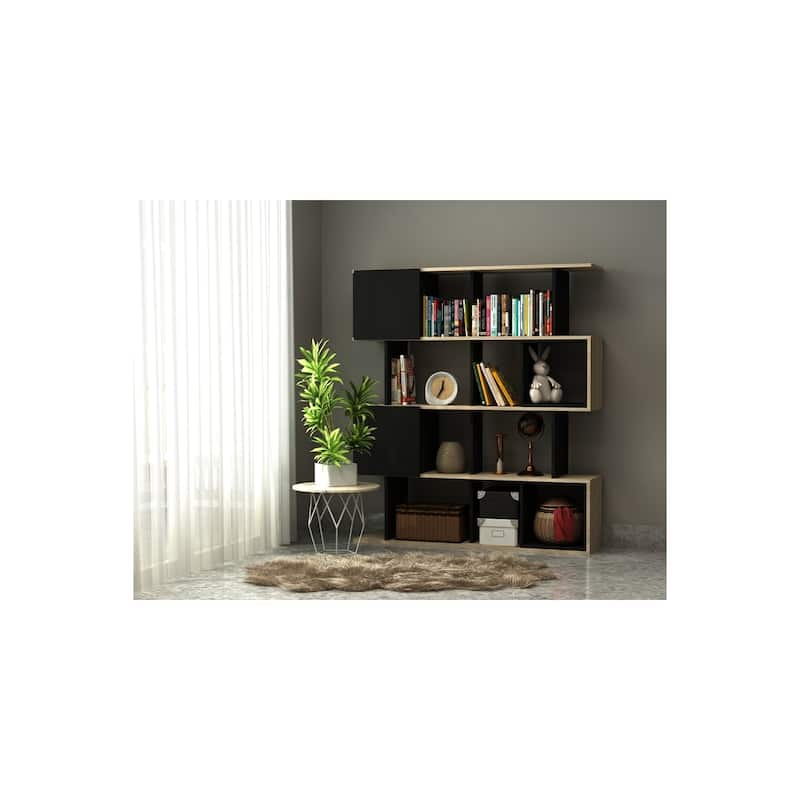 Modern Geometric Bookcase - Asian Style Display Shelf for Living Room, Office, & Library - 55