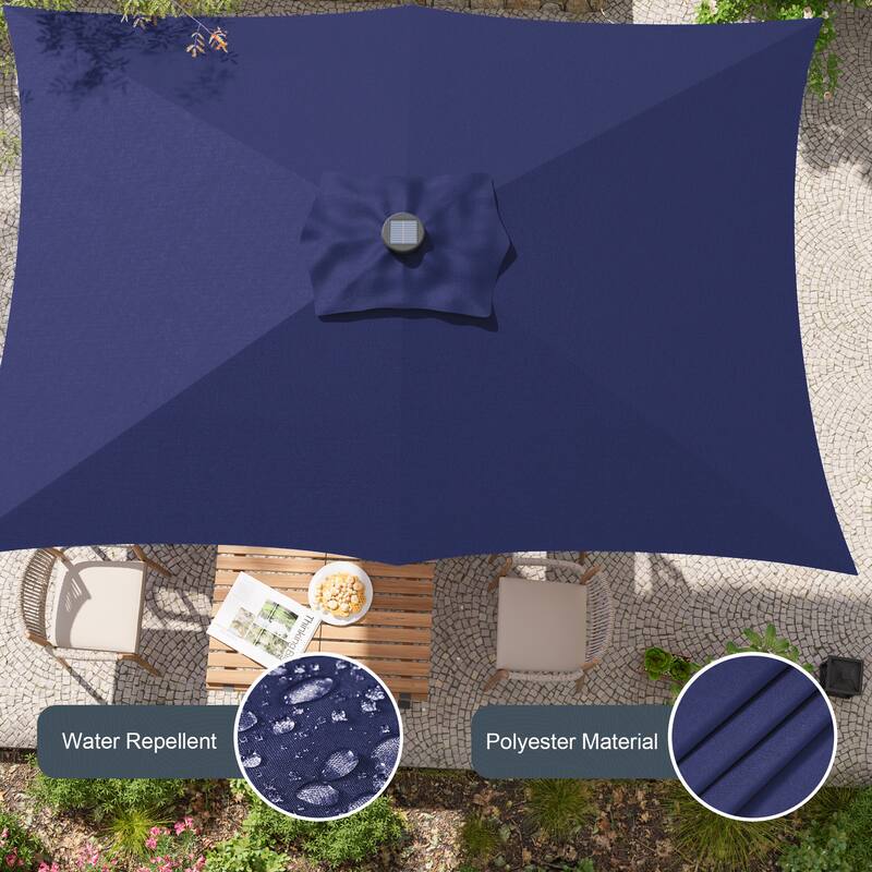 LIVOOSUN 6x9Ft LED Patio Umbrella Weather Resistant Table Umbrella