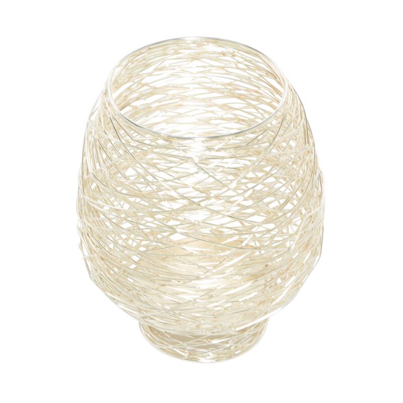 CosmoLiving by Cosmopolitan Gold Metal Tealight Decorative Indoor Outdoor Candle Lantern (Set of 2) - S/2 13", 10"H