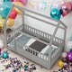 preview thumbnail 2 of 9, Kids and Baby Twin Size Floor House Bed with House Roof Frame and Fence Guardrails