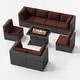 preview thumbnail 52 of 154, FINCATI Outdoor High-back Wicker Patio Sectional Set, 500 lbs Luxury Oversized Conversation Set, Spacious Couch Set