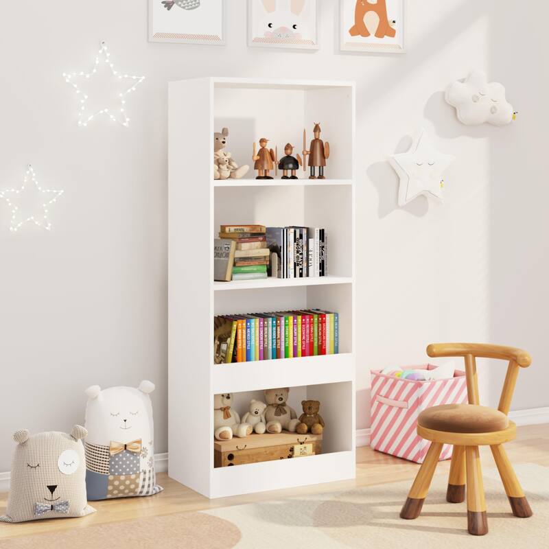 Kids Bookshelf, 4-Tier Bookcase, Book Organizer, toy Storage Cabinet Organizer, White