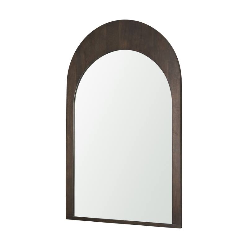 HomeRoots 48" Brown Solid Wood Arch Framed Accent Mirror - 30.00 in. x 48.00 in. x 1.00 in.