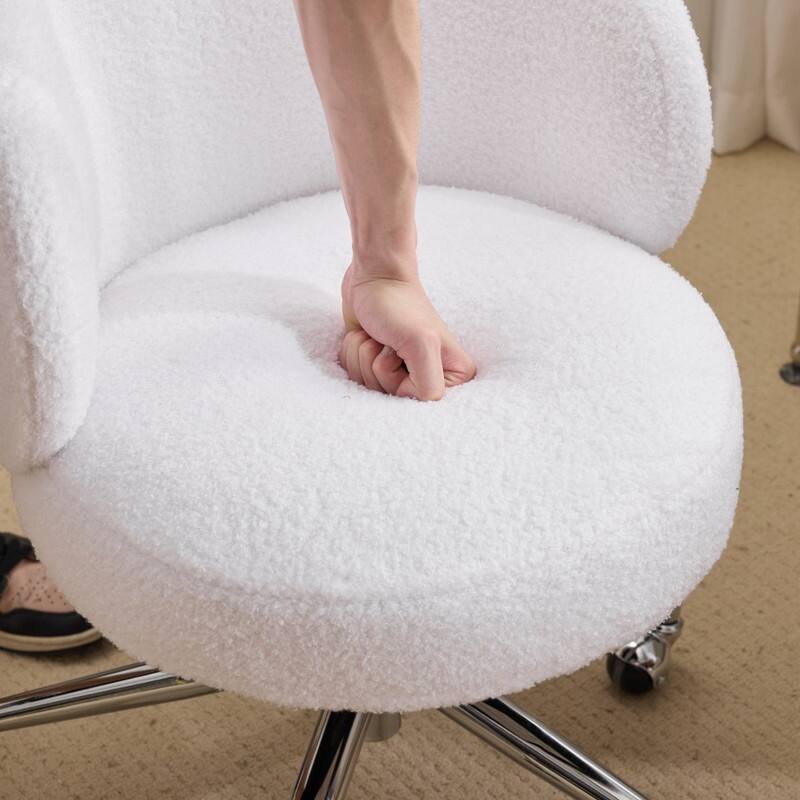 Teddy Swivel Chair Adjustable Rolling Office Desk Chair with Wheels and Support for Living Room - N/A