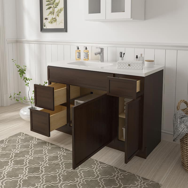 Vanity Art 48" Birch Freestanding Bathroom Vanity Cabinet without Top