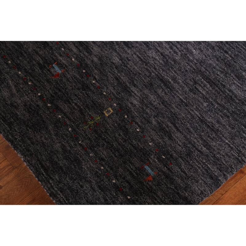 Hand Knotted Oriental 100% Wool Carpet Tribal Animal Pictorial Greys & Charcoal Gabbeh Area Rug - 7' 10'' X 5' 0''