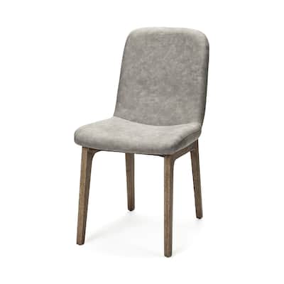 Set of 2 Modern Grey Fabric Dining Side Chairs with Solid Wood Legs and Solid Back for Dining Room - 35.3”H x 25.5”W x 18.5”D