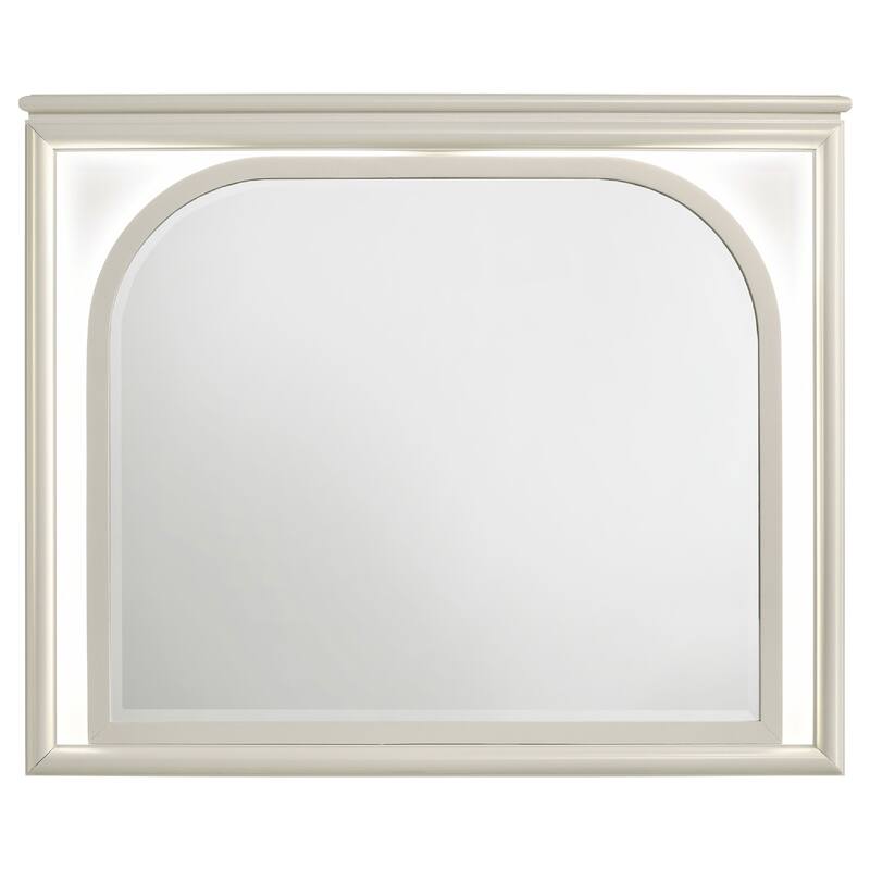 Ory Dresser Mirror, Touch LED Lighting, Pearl White Wood, 36 Inch - Pearl White