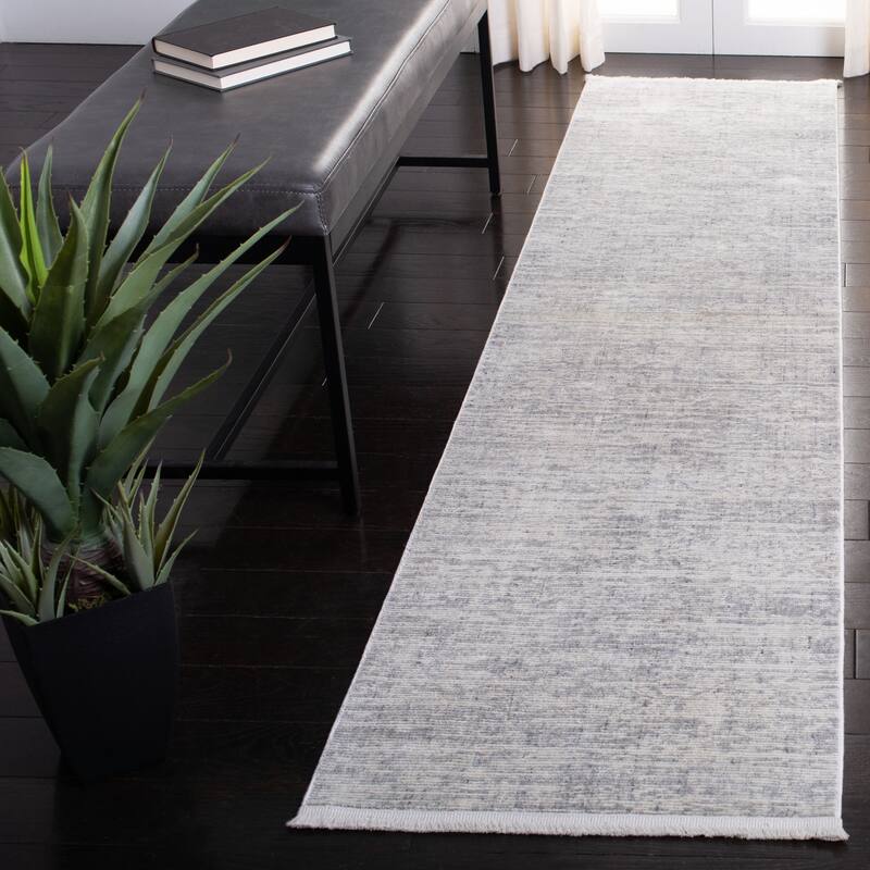 SAFAVIEH Dream Uma-Devi Modern Abstract Viscose Rug - 2' x 8' Runner - Ivory/Grey