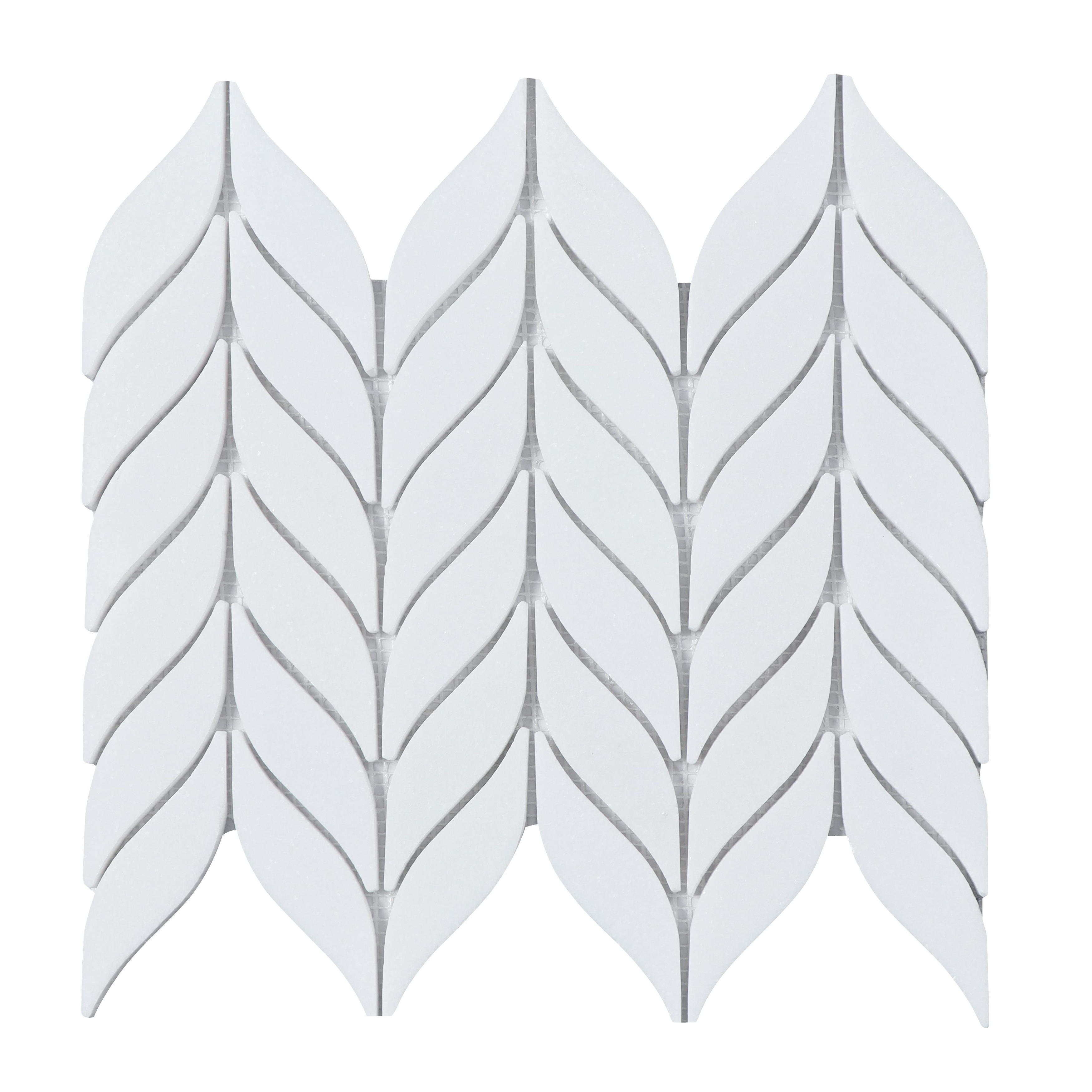 Thassos White Leaf Pattern Marble Mosaic Wall & Floor Tile - 1 Case (10 Sheets)