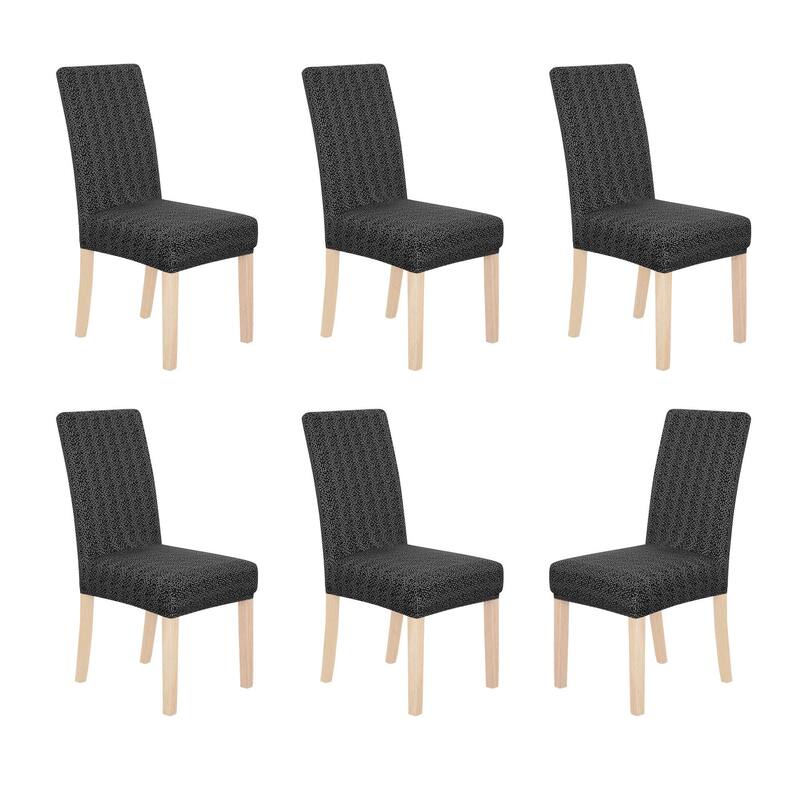 Stretch Jacquard Spandex Chair Covers 6 Pieces - 18x18x24 Inch - Black