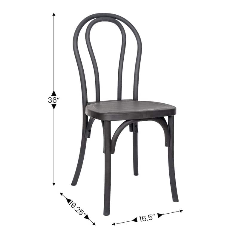 Indoor/Outdoor Commercial Grade Wood Look Resin Thonet Style Chair - 16.5"W x 19.25"D x 36"H