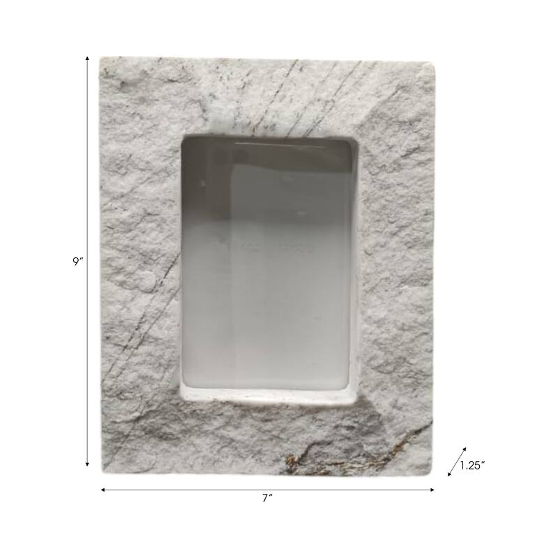 Marble Wood Photo Frame Textured Capri Style Home Office - 1" White