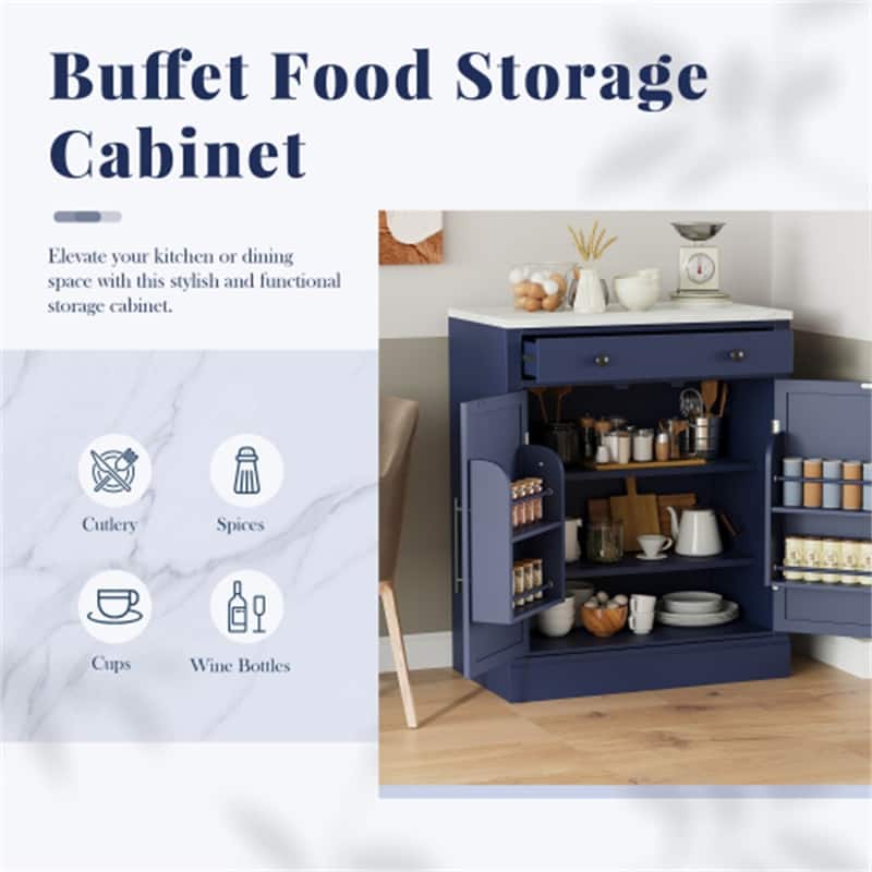 Freestanding Kitchen Pantry Cabinet Combo/Single Kitchen Pantry, Tall Kitchen Hutch with Storage Drawers and Adjustable Shelf