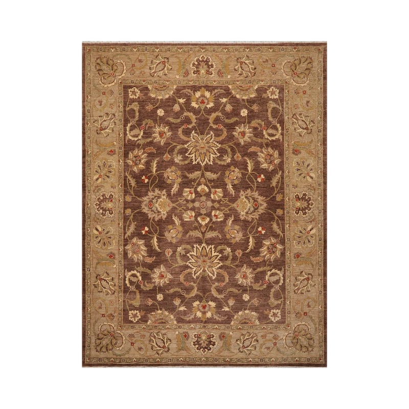 Hand Knotted Chobi Peshawar Brown Persian Wool Traditional Area Rug - 9' x 12'