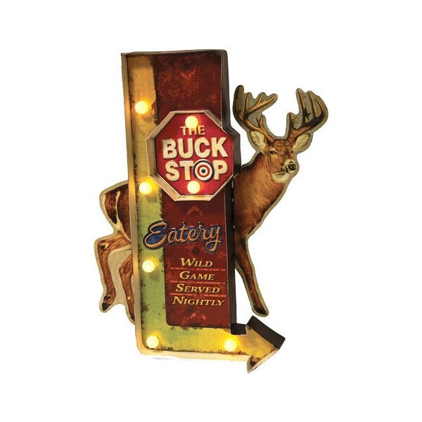 Rivers edge 2233 rivers edge led illuminated 3d tin bar sign buck stop 14x18