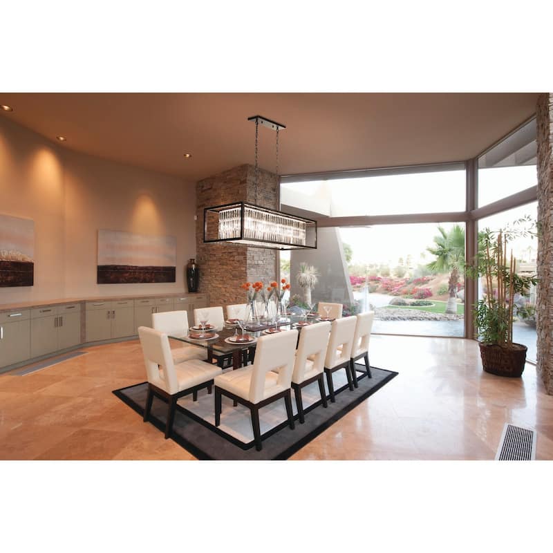 8-Light Linear Chandelier Island Pendant Light - Bronze Finish Modern Farmhouse Lighting - 114