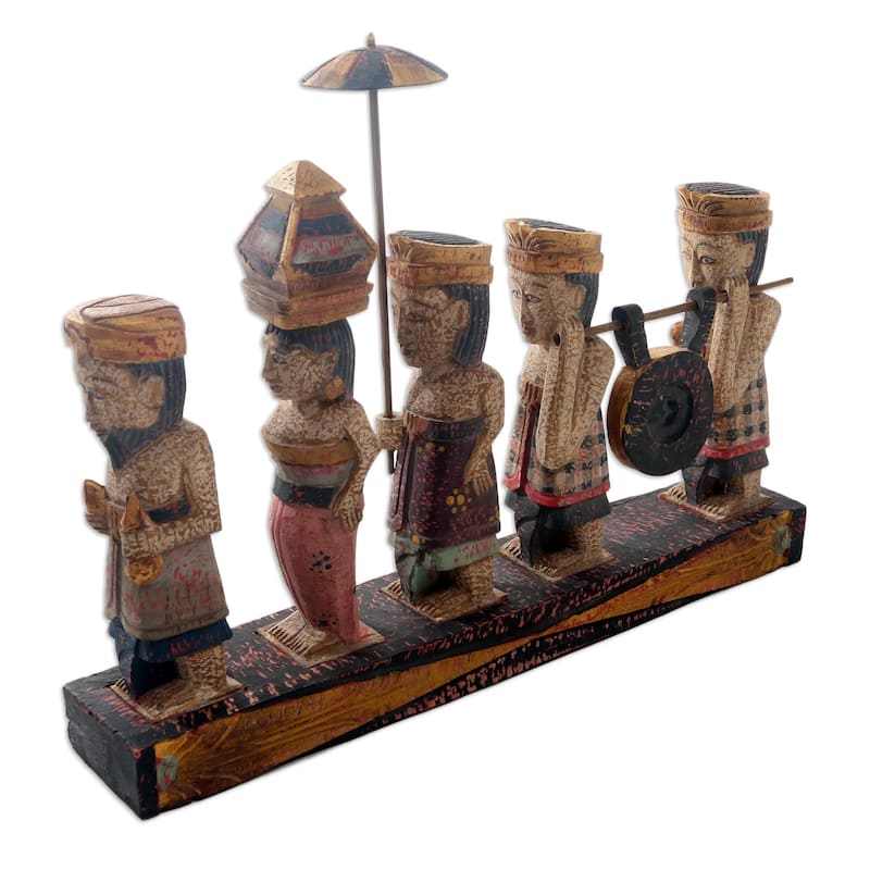Novica Handmade Balinese Ceremony Wood Statuette