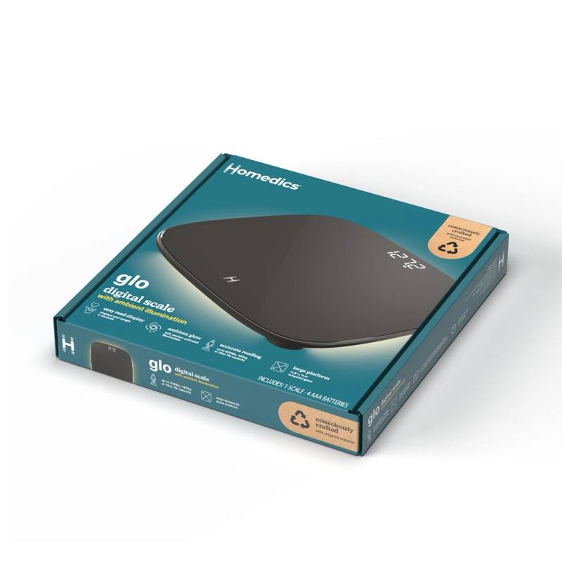 Homedics Essential Glo™ Digital Bathroom Scale with Ambient Motion-Sensing Illumination - Black