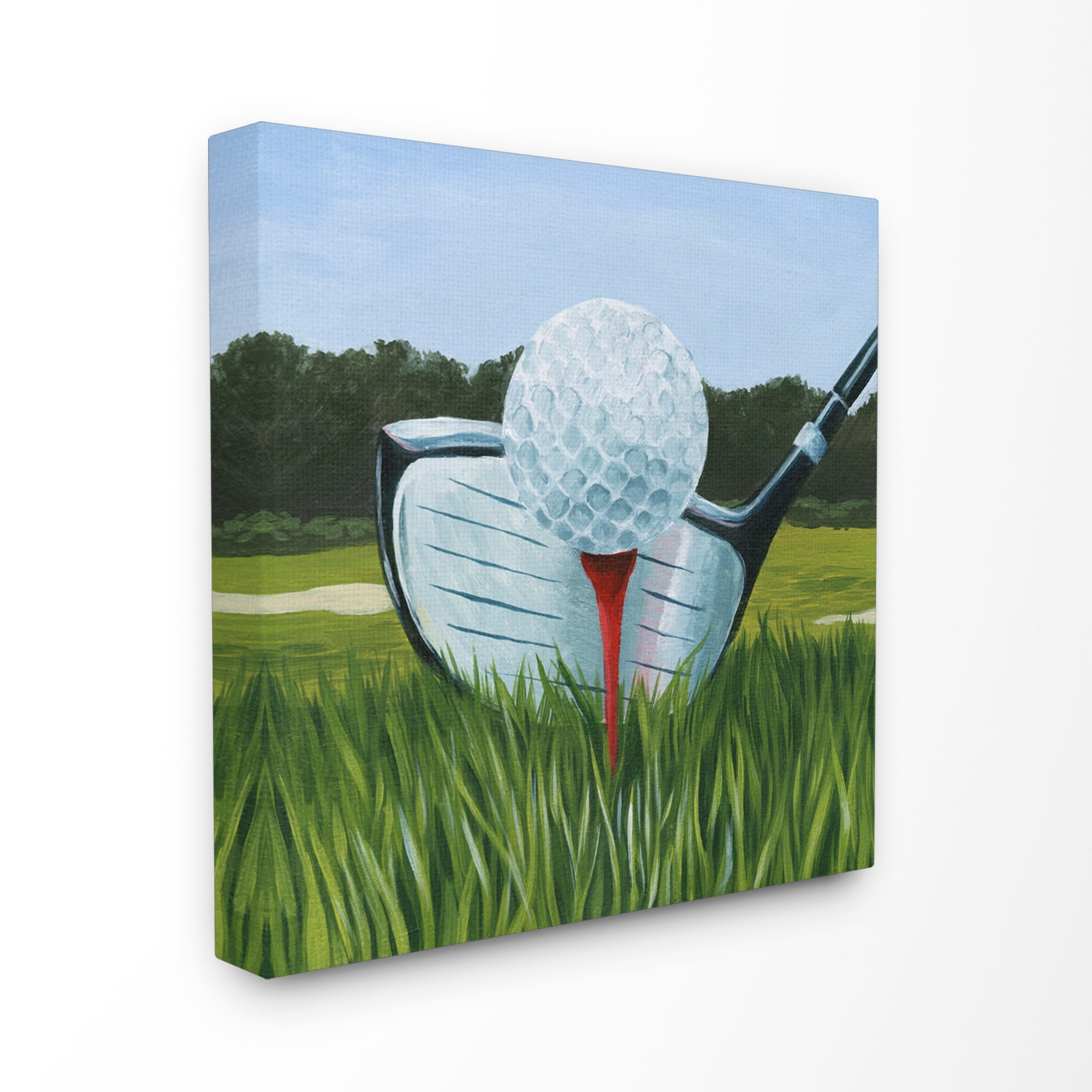 Stupell Golf Tee Close Up Green Red Sports Painting Canvas-image