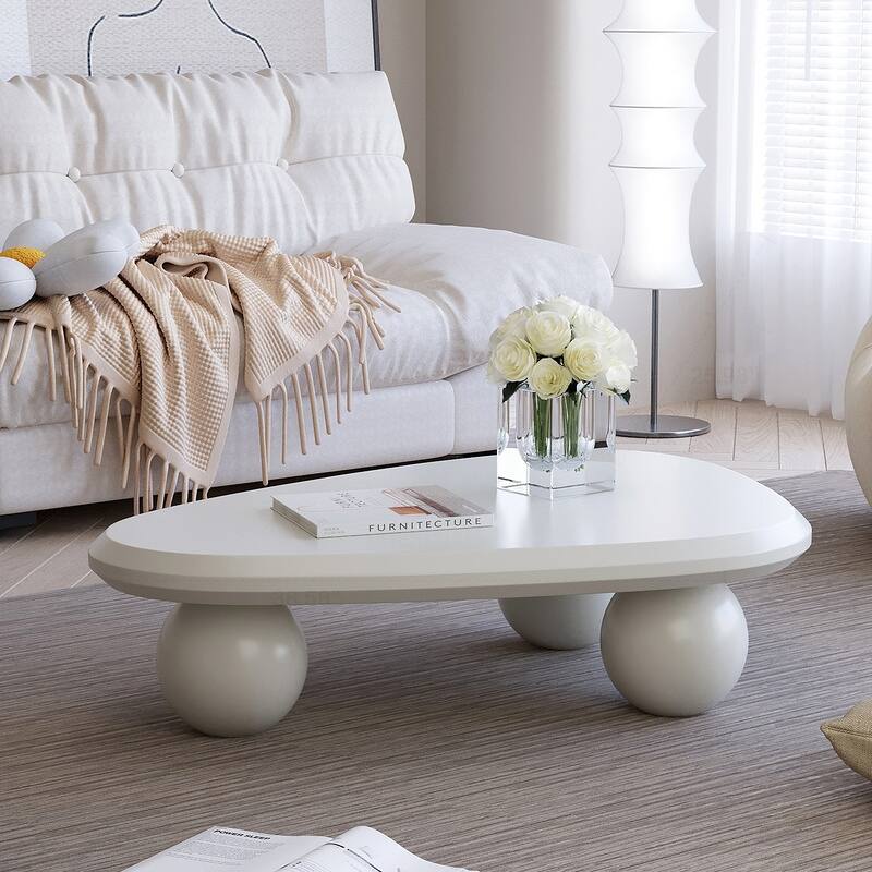 Modern Wooden Coffee Table with Special Design for Small Living Rooms - Creamy White - MDF