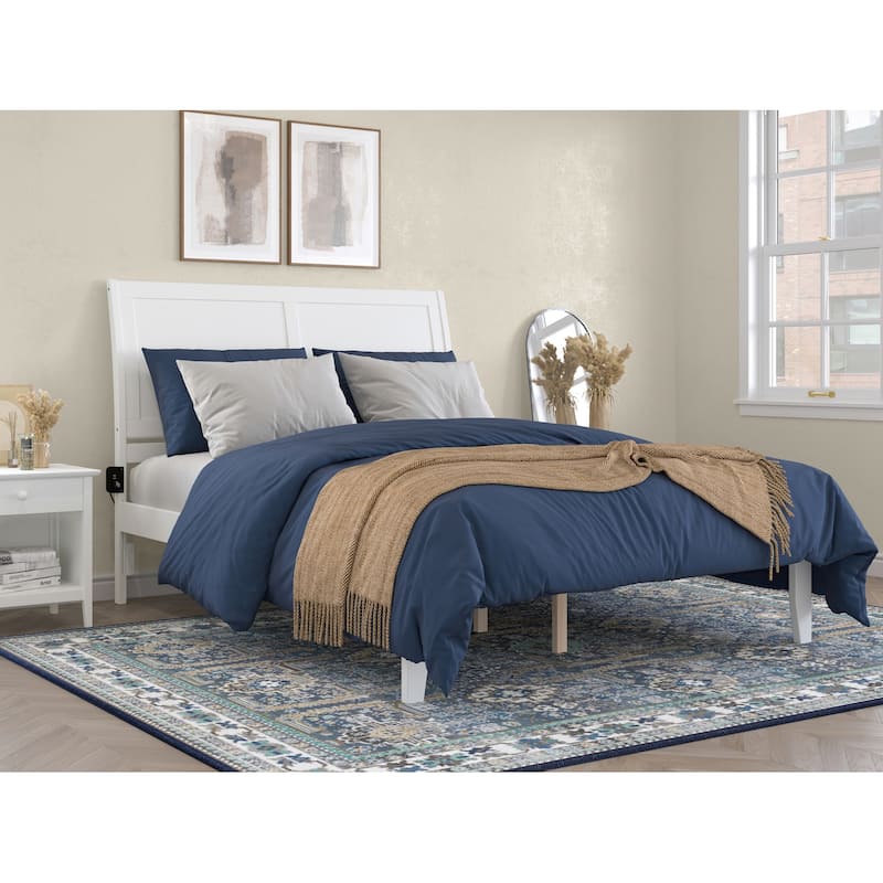 Portland Queen Wood Platform Bed in White