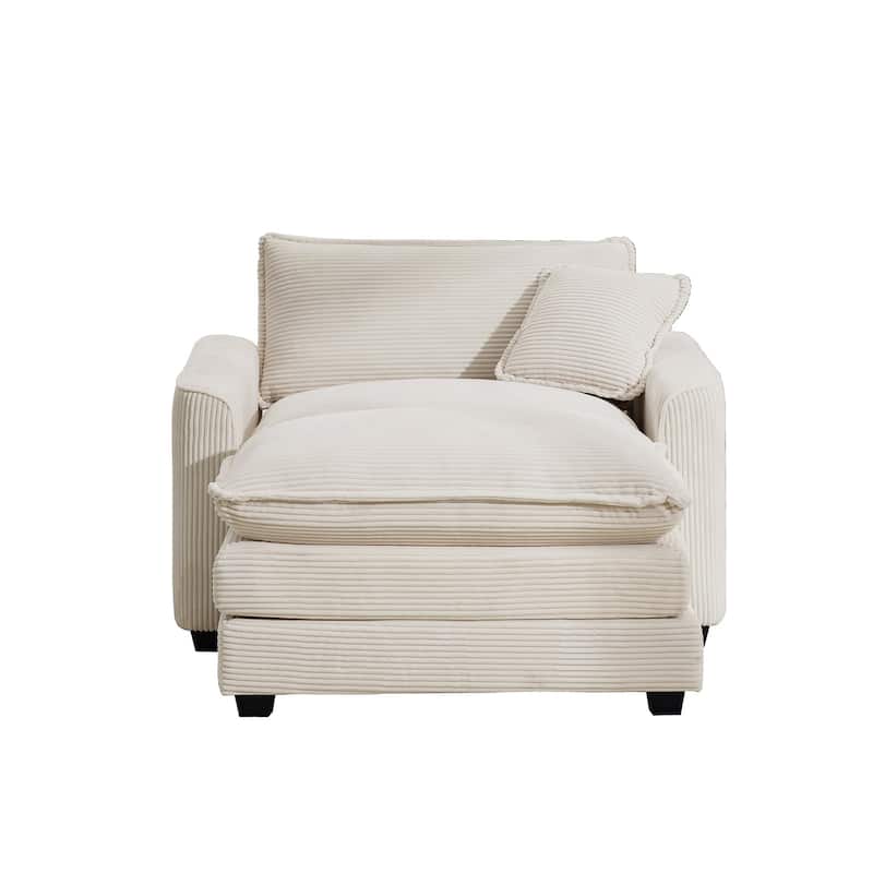 Single Chair Deep Seat Sofa With Footstool for Living Room and Bedroom