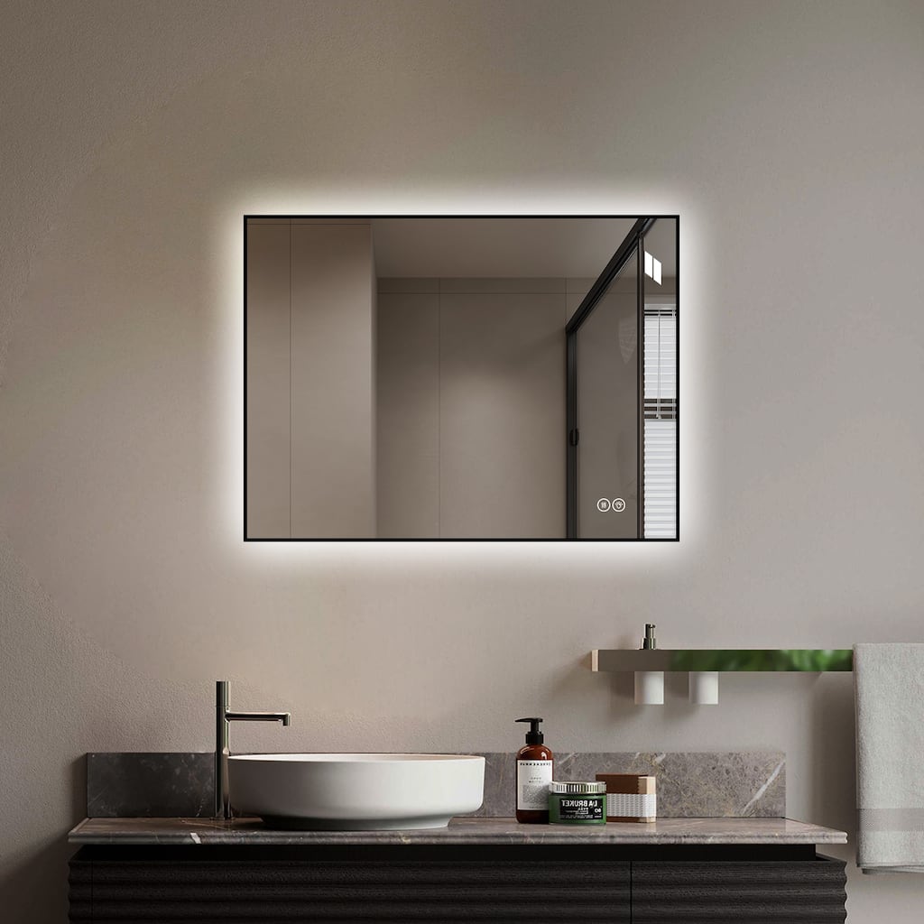 24*32" LED Aluminum Frame Anti-Fog Bathroom Mirror