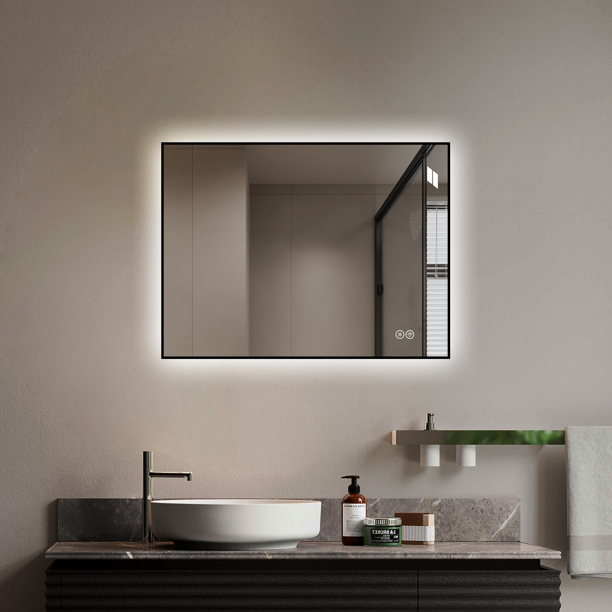24*32" LED Aluminum Frame Anti-Fog Bathroom Mirror