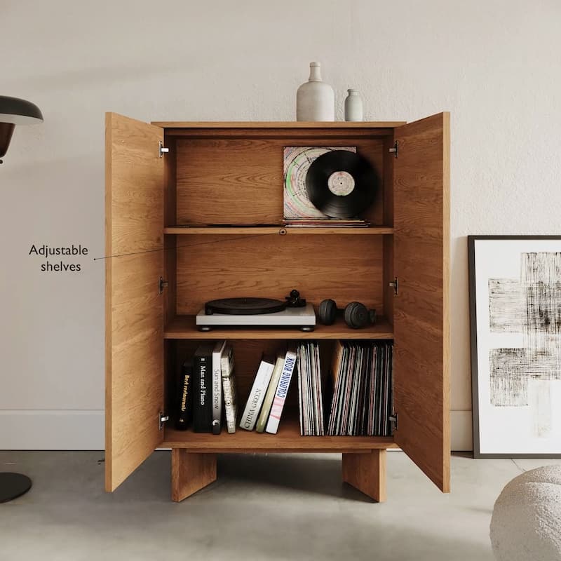 Studio London Zahra 2 Door USA Oak Wooden Accent Cabinet Storage