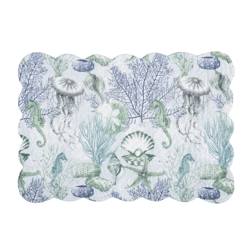 Shoreline Waters Quilted Placemat Set 6