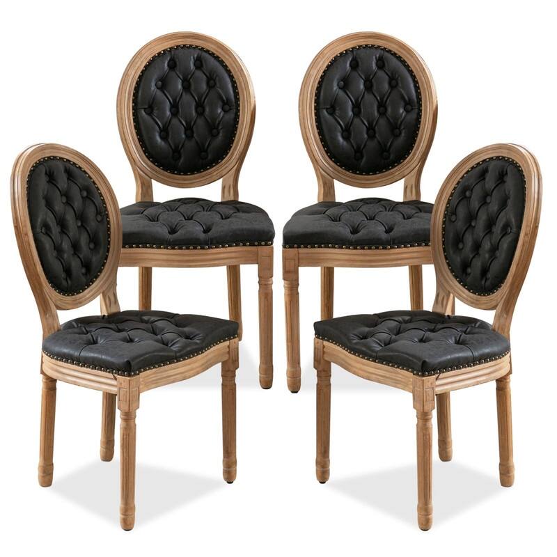 Upholstered French Style Nailhead Dining Chairs(Set of 4)