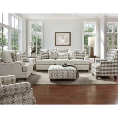 Brock Berber Off-white Buffalo Check Accent Armchair