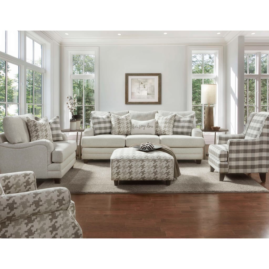Brock Berber Off-white Buffalo Check Accent Armchair