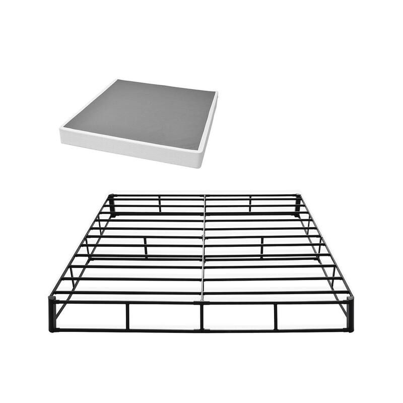 Black Steel King Box Spring Bed Frame with Heavy-Duty Support
